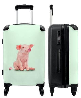 Großer Koffer - 90 Liter - Schwein - Rosa - Sockel - Tiere - Trolley - Reisekoffer