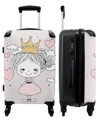 Großer Koffer - 90 Liter - Prinzessin - Krone - Rosa - Mädchen - Pastell - Trolley -