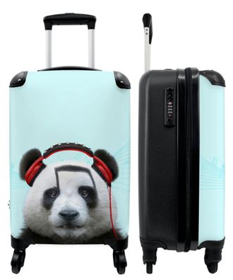 Koffer - Handgepäck - Panda - Kopfhörer - Tier - Musiknoten - Rot - Trolley -