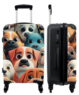 Großer Koffer - 90 Liter - Hund - Tiere - Muster - Braun - Trolley - Reisekoffer