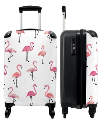 Koffer - Handgepäck - Flamingo - Muster - Rosa - Trolley - Rollkoffer - Kleine
