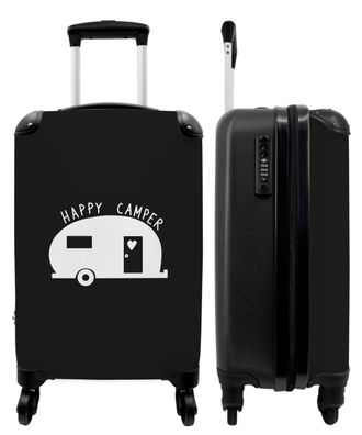 Koffer - Handgepäck - Wohnwagen - 'Happy Camper' - Schwarz - Weiß - Zitate - Trolley