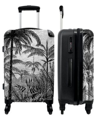 Großer Koffer - 90 Liter - Dschungel - Palme - Vintage - Schwarz und weiß - Trolley -
