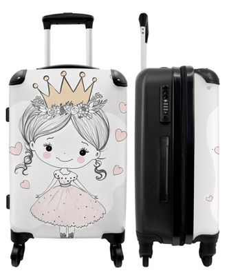 Großer Koffer - 90 Liter - Prinzessin - Herzen - Blumen - Krone - Mädchen - Trolley -