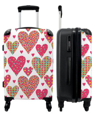 Großer Koffer - 90 Liter - Muster - Herzen - Rosa - Mädchen - Trolley - Reisekoffer
