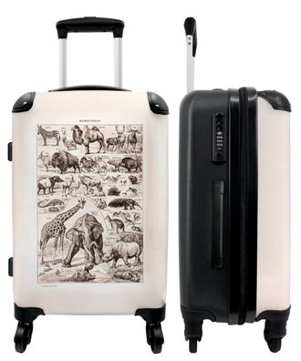 Großer Koffer - 90 Liter - Tiere - Wild - Vintage - Zeichnung - Trolley - Reisekoffer