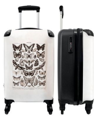Koffer - Handgepäck - Vintage - Schmetterling - Insekten - Schwarz und weiß - Adolphe