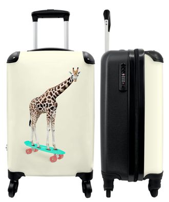 Koffer - Handgepäck - Giraffe - Muster - Skateboard - Rosa - Tiere - Trolley -