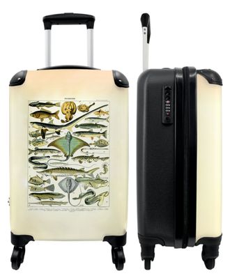 Koffer - Handgepäck - Tiere - Fisch - Illustration - Vintage - Trolley - Rollkoffer -