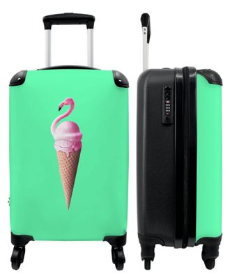 Koffer - Handgepäck - Eistüten - Eiscreme - Flamingo - Rosa - Grün - Trolley -