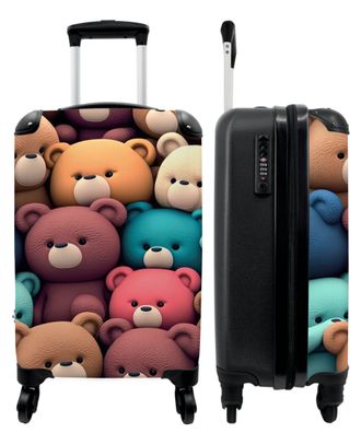 Koffer - Handgepäck - Teddybär - Stofftier - Rosa - Blau - Braun - Trolley -