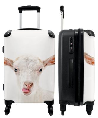 Großer Koffer - 90 Liter - Ziege - Zunge - Weiß - Kinder - Trolley - Reisekoffer