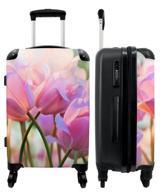 Großer Koffer - 90 Liter - Tulpen - Blumen - Rosa - Pflanzen - Frühling - Trolley -