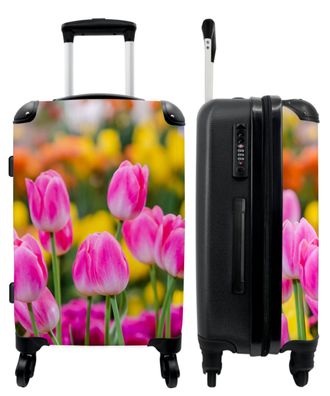 Großer Koffer - 90 Liter - Blumen - Tulpen - Rosa - Frühling - Trolley - Reisekoffer