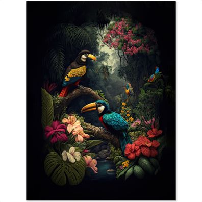 Koffer - Handgepäck - Blumen - Vogel - Dschungel - Pflanzen - Trolley - Rollkoffer -