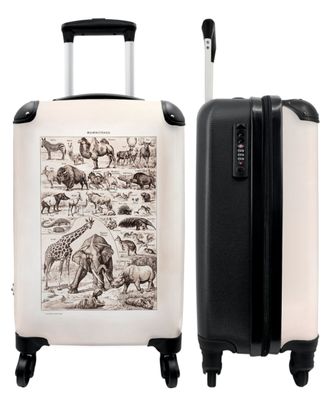 Koffer - Handgepäck - Tiere - Wild - Vintage - Zeichnung - Trolley - Rollkoffer -