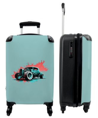 Koffer - Handgepäck - Auto - Oldtimer - Farbe - Grün - Trolley - Rollkoffer - Kleine