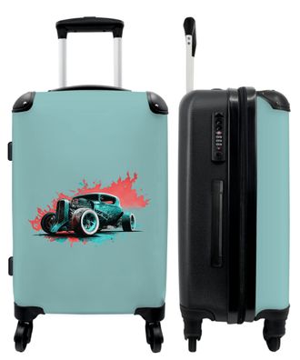 Großer Koffer - 90 Liter - Auto - Oldtimer - Farbe - Grün - Trolley - Reisekoffer