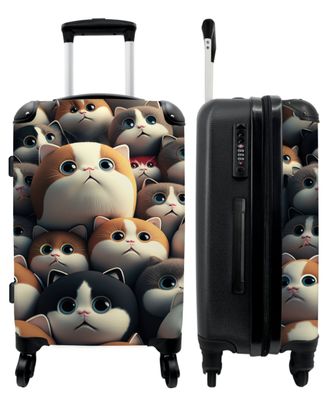 Großer Koffer - 90 Liter - Katze - Haustiere - Katze - Braun - Grau - Trolley -