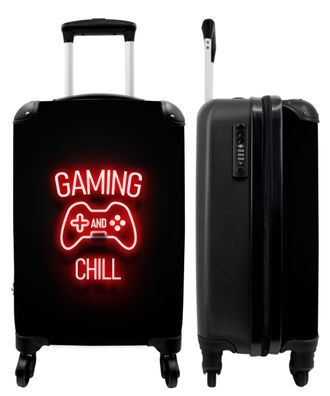 Koffer - Handgepäck - Gaming - Zitate - Gaming und Chillen - Neon - Rot - Trolley -