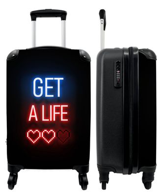 Koffer - Handgepäck - Spiele - Text - Get a life - Neon - Schwarz - Trolley -