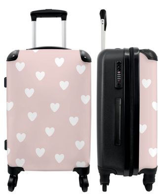 Großer Koffer - 90 Liter - Muster - Herz - Mädchen - Rosa - Trolley - Reisekoffer