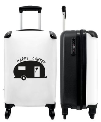 Koffer - Handgepäck - Zitate - Wohnwagen - 'Happy Camper' - Schwarz - Weiß - Trolley