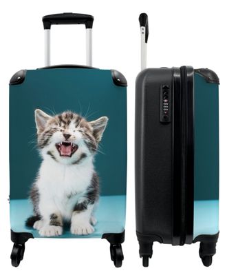 Koffer - Handgepäck - Kätzchen - Katze - Miau - Blau - Trolley - Rollkoffer - Kleine