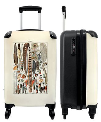 Koffer - Handgepäck - Federn - Vogel - Vintage - Illustration - Kunst - Trolley -