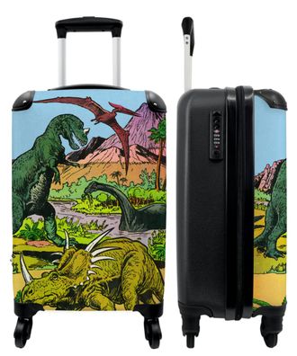 Koffer - Handgepäck - Retro - Dinosaurier - Illustration - Junge - Trolley -