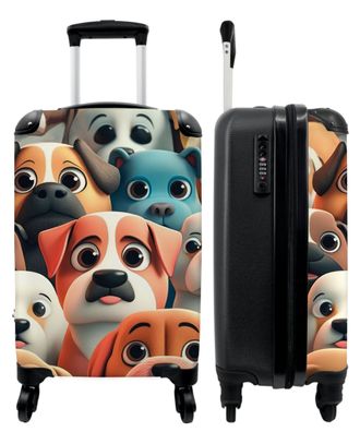 Koffer - Handgepäck - Hund - Tiere - Muster - Braun - Trolley - Rollkoffer - Kleine