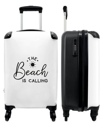 Koffer - Handgepäck - Text - Strand - Der Strand ruft - Schwarz und weiß - Urlaub -