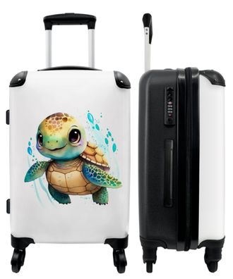 Großer Koffer - 90 Liter - Schildkröte - Wasserfarben - Tiere - Trolley - Reisekoffer