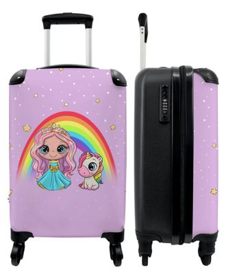 Koffer - Handgepäck - Einhorn - Prinzessin - Regenbogen - Lila - Tupfen - Trolley -