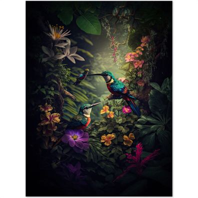 Großer Koffer - 90 Liter - Blumen - Vogel - Dschungel - Pflanzen - Trolley -