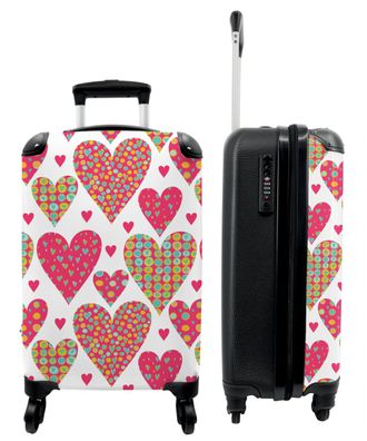 Koffer - Handgepäck - Muster - Herzen - Rosa - Mädchen - Trolley - Rollkoffer -