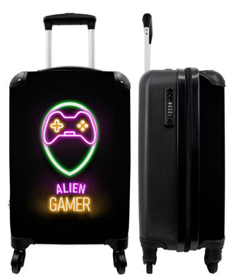 Koffer - Handgepäck - Gaming - Zitate - Neon - Alien-Gamer - Controller - Trolley -