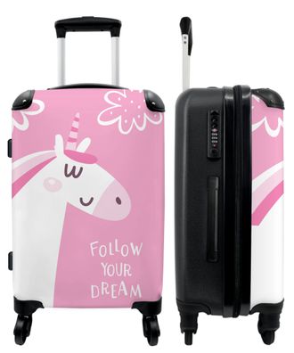 Großer Koffer - 90 Liter - Einhorn - Zitat - Folge deinem Traum - Rosa - Mädchen -