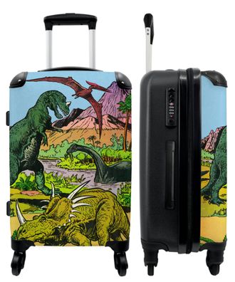 Großer Koffer - 90 Liter - Retro - Dinosaurier - Illustration - Junge - Trolley -