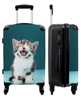 Großer Koffer - 90 Liter - Kätzchen - Katze - Miau - Blau - Trolley - Reisekoffer