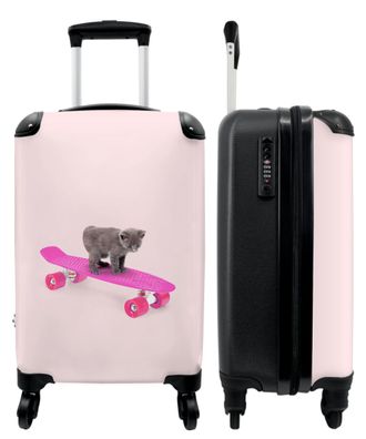 Koffer - Handgepäck - Katze - Kätzchen - Tiere - Skateboard - Rosa - Trolley -
