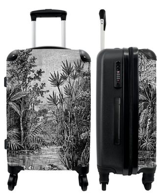 Großer Koffer - 90 Liter - Dschungel - Schwarz - Weiß - Dschungel - Design - Trolley