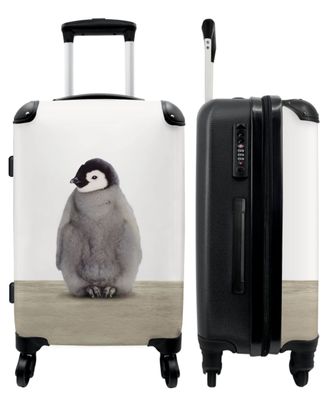 Großer Koffer - 90 Liter - Pinguin - Mantel - Grau - Kinder - Trolley - Reisekoffer