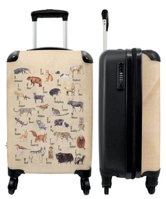 Koffer - Handgepäck - Alphabet - Kinder - Tiere - Retro - Trolley - Rollkoffer -