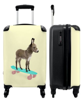 Koffer - Handgepäck - Esel - Skateboard - Braun - Tiere - Gelb - Trolley - Rollkoffer
