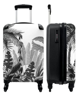 Koffer - Handgepäck - Vintage - Dschungel - Blätter - Pflanzen - Schwarz und weiß -