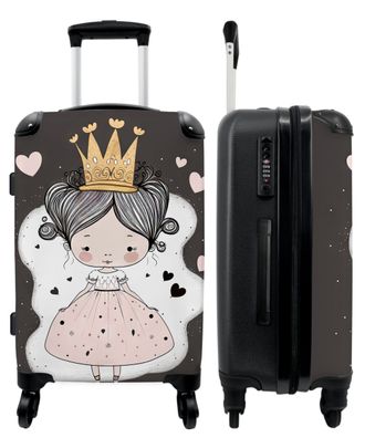 Großer Koffer - 90 Liter - Prinzessin - Kleid - Herzen - Mädchen - Krone - Trolley -