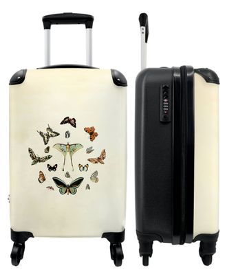 Koffer - Handgepäck - Schmetterlinge - Vintage - Insekten - Blau - Braun - Trolley -