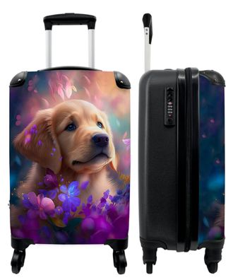 Koffer - Handgepäck - Hund - Welpe - Sonne - Blumen - Trolley - Rollkoffer - Kleine