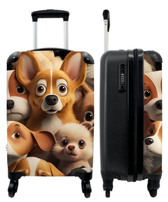Koffer - Handgepäck - Hunde - Tiere - Braun - Schwarz - Muster - Trolley - Rollkoffer